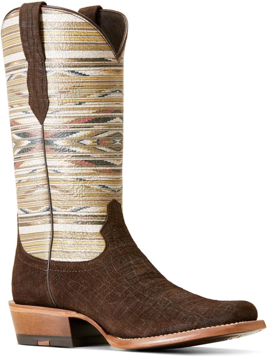 imageAriat Mens Futurity Chimayo Western BootChocolate Hippo PrintSanta Fe Mustard