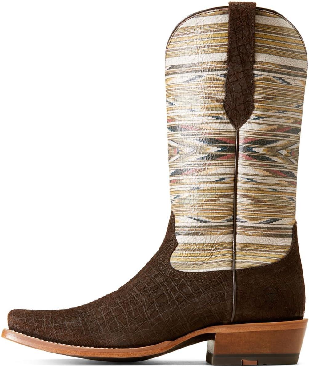 imageAriat Mens Futurity Chimayo Western BootChocolate Hippo PrintSanta Fe Mustard