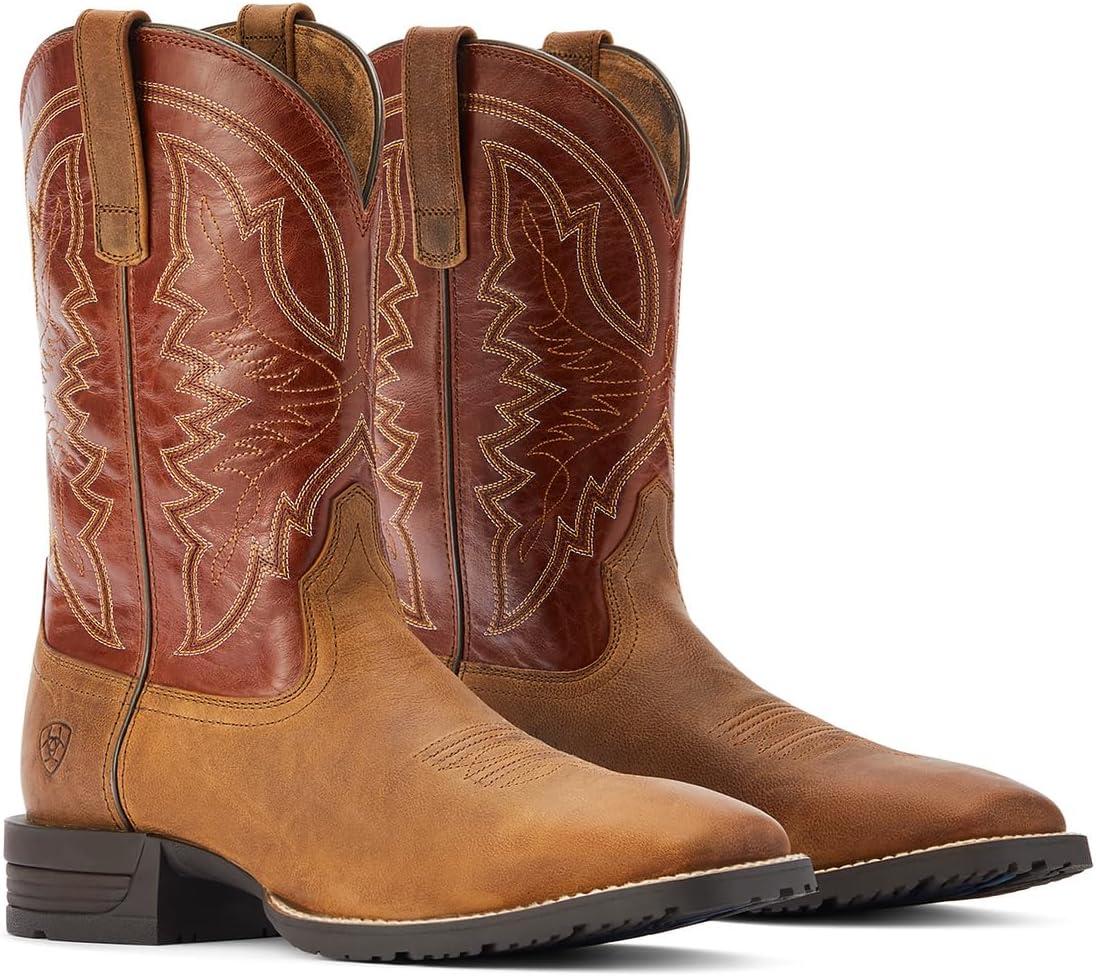 imageAriat Mens Hybrid Ranchwork Western BootSorrel CrunchRustic Red