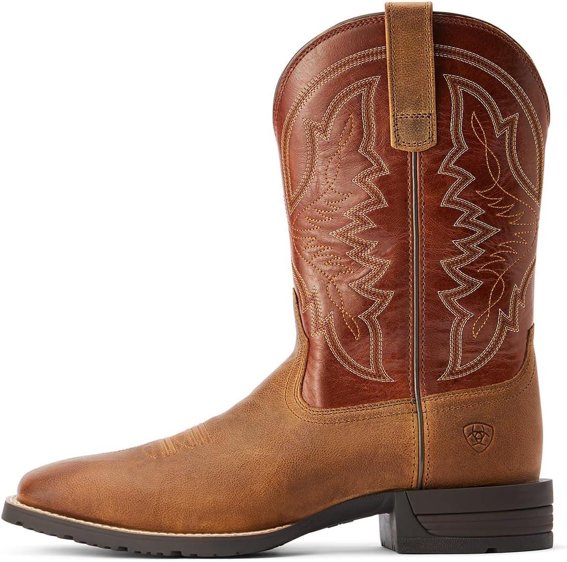 imageAriat Mens Hybrid Ranchwork Western BootSorrel CrunchRustic Red