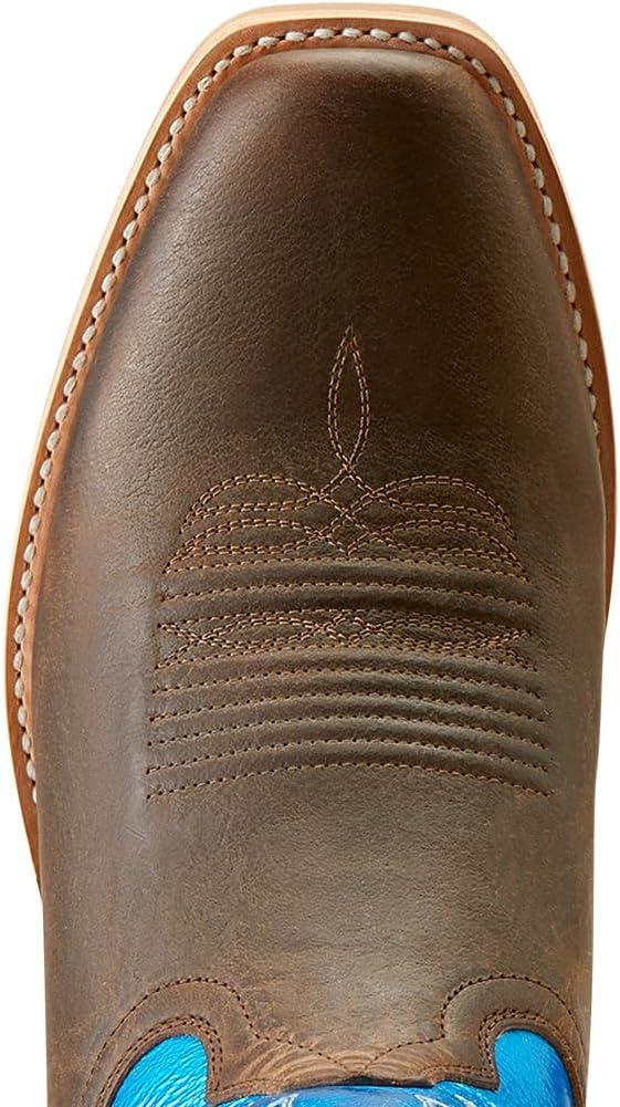 imageAriat Mens Ringer Cowboy BootBright Blue PatentTobacco Toffee