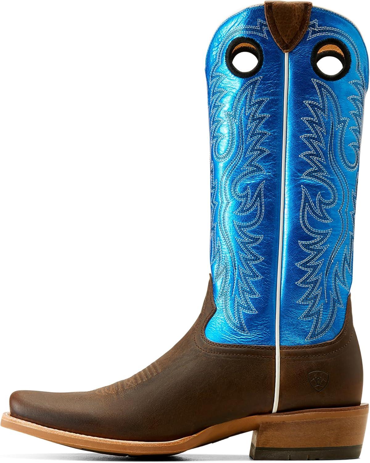 imageAriat Mens Ringer Cowboy BootBright Blue PatentTobacco Toffee