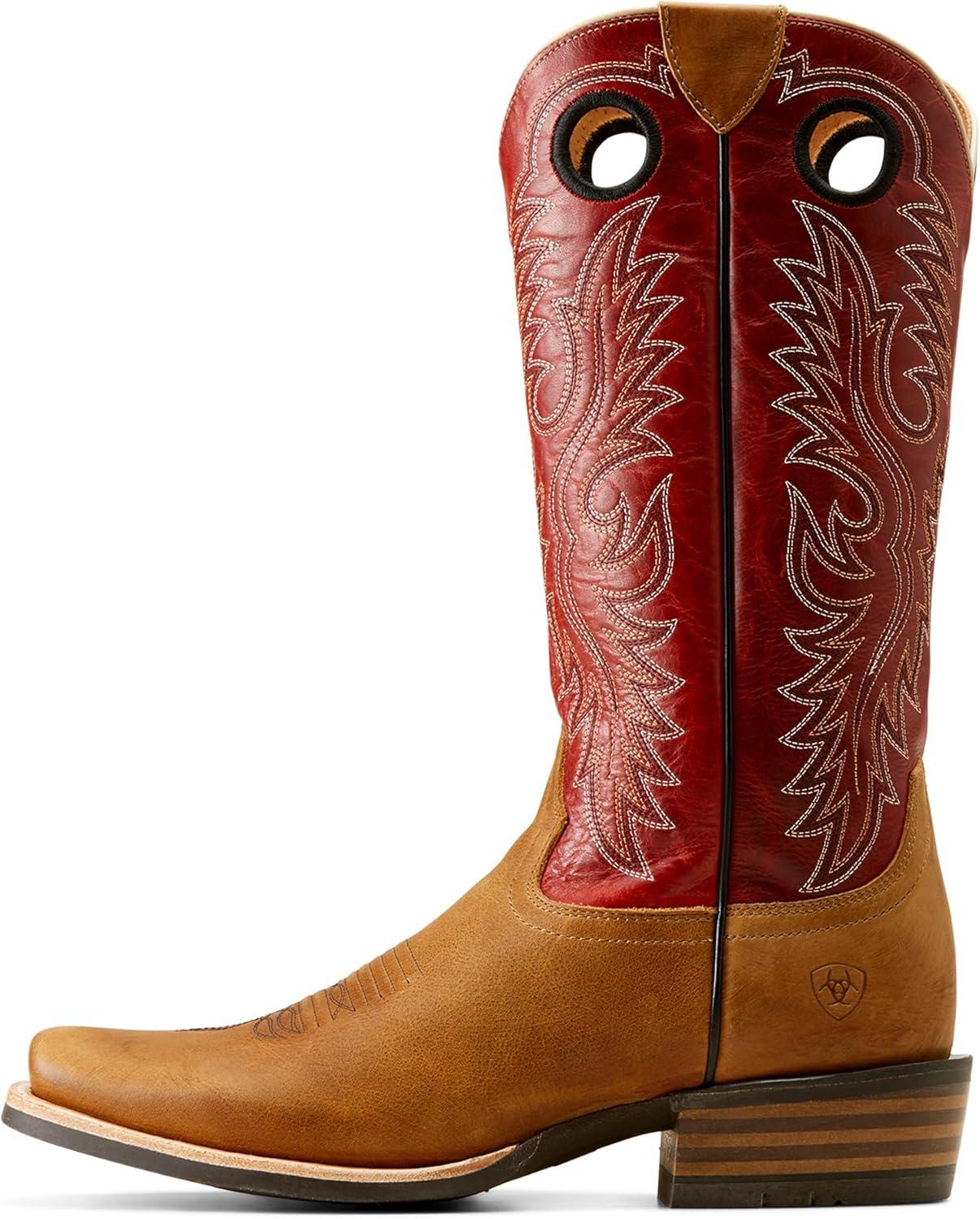 imageAriat Mens Ringer Cowboy BootRed CedarPolo Tan