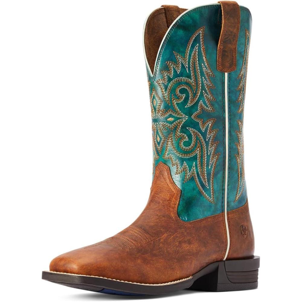 imageARIAT Mens Wild Thang Western BootFiery Brown CrunchEmerald Green