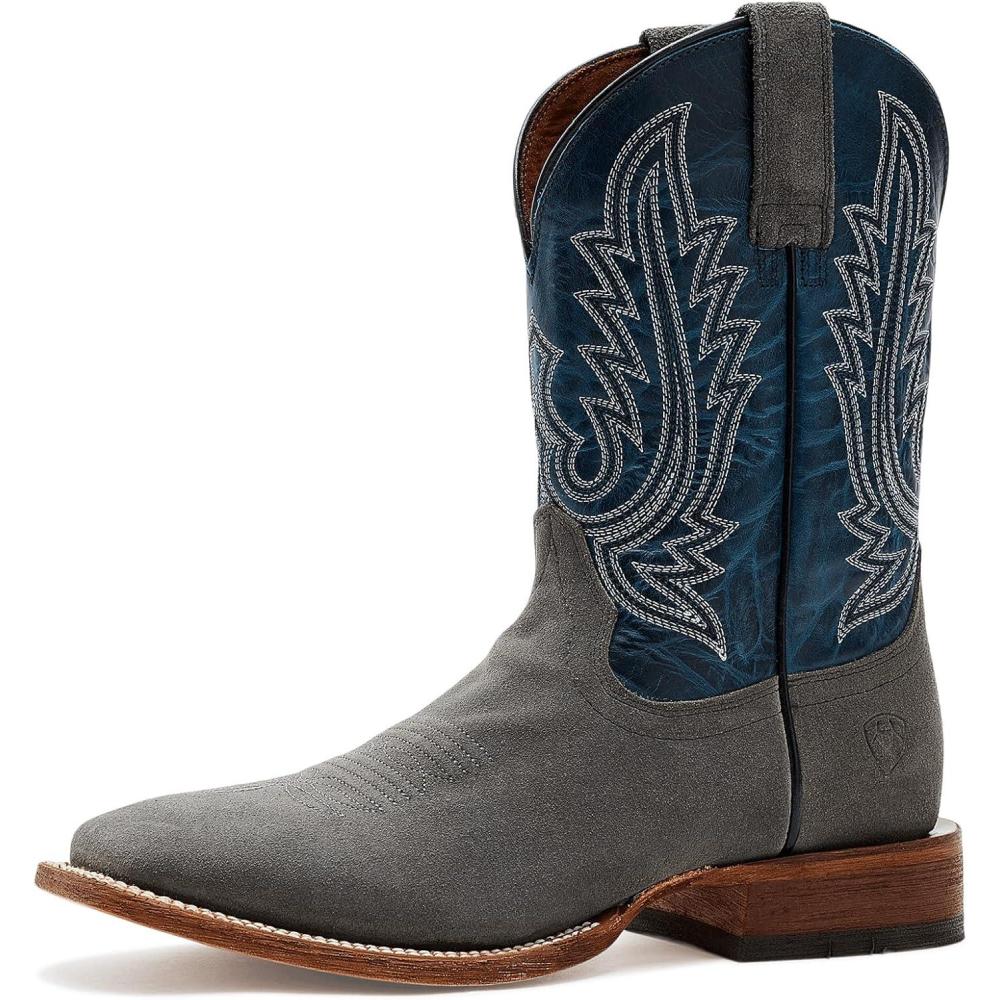 imageARIAT mens County Roads Wide Square Toe Cowboy BootIron Grey