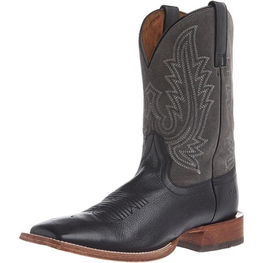 imageARIAT mens County Roads Wide Square Toe Cowboy BootNightshade Black