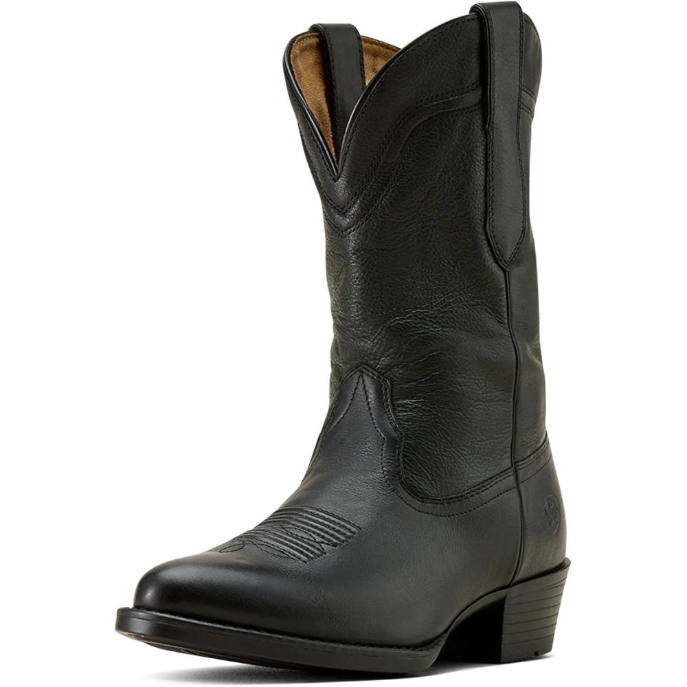 imageARIAT mens Easton R Toe Western BootEclipse Black