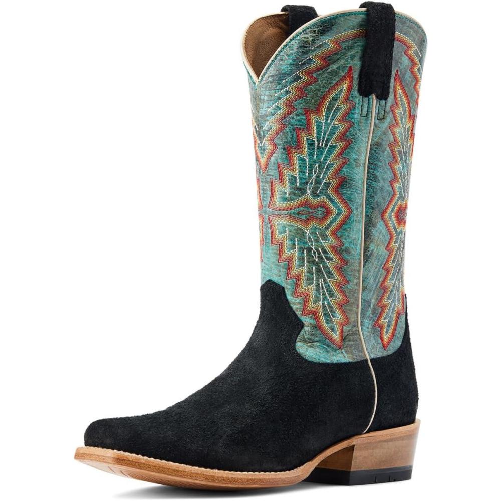 imageARIAT mens Futurity Showman Western BootBlack RoughoutRoaring Turquoise
