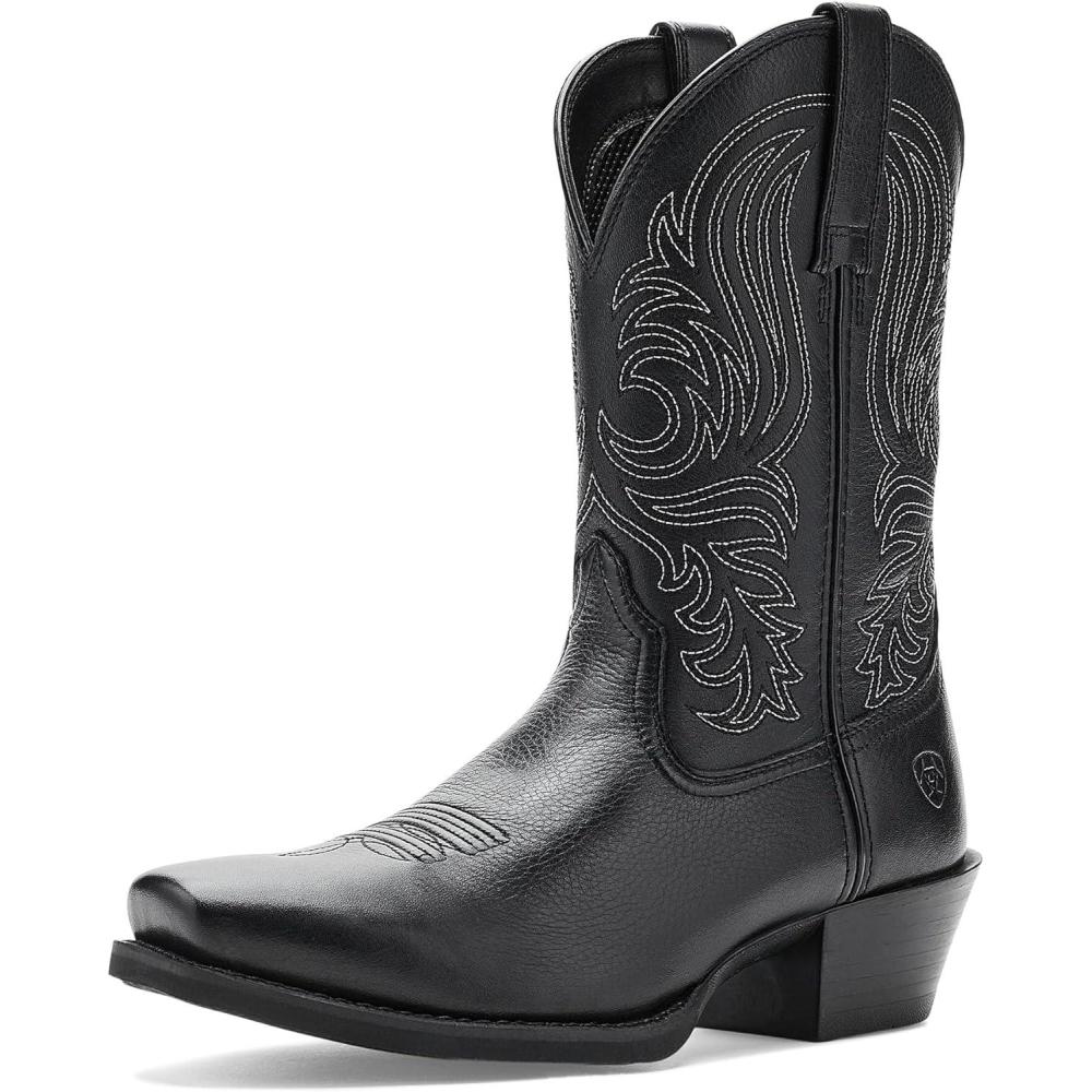imageARIAT mens Sport Lawman Square Toe Cowboy BootBlack Deertan