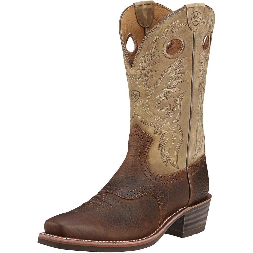 imageAriat Heritage Roughstock Western Boot Mens Square Toe Leather Work BootEarth