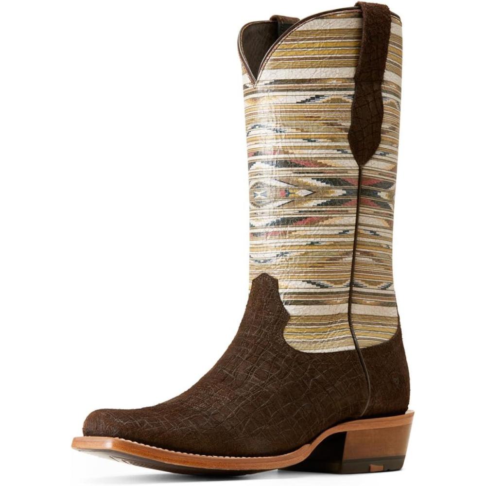 imageAriat Mens Futurity Chimayo Western BootChocolate Hippo PrintSanta Fe Mustard
