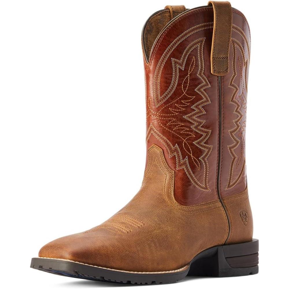 imageAriat Mens Hybrid Ranchwork Western BootSorrel CrunchRustic Red