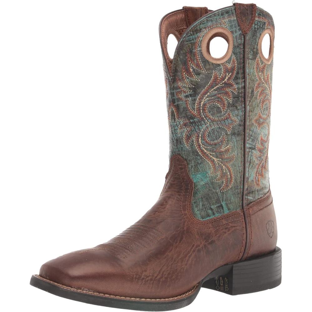 imageAriat Mens Sport Rodeo Western BootLoco BrownRoaring Turquoise