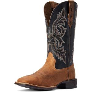 ARIAT Mens Drover Ultra Embroidered Square Toe Pull On Casual Boots Mid Calf – Black, Brown(Sorrel Crunch)