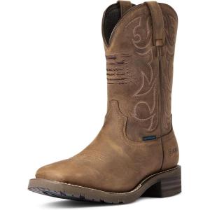 ARIAT mens Hybrid Patriot Waterproof Western Boot(Distressed Brown)