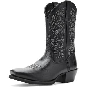 ARIAT mens Sport Lawman Square Toe Cowboy Boot(Black Deertan)