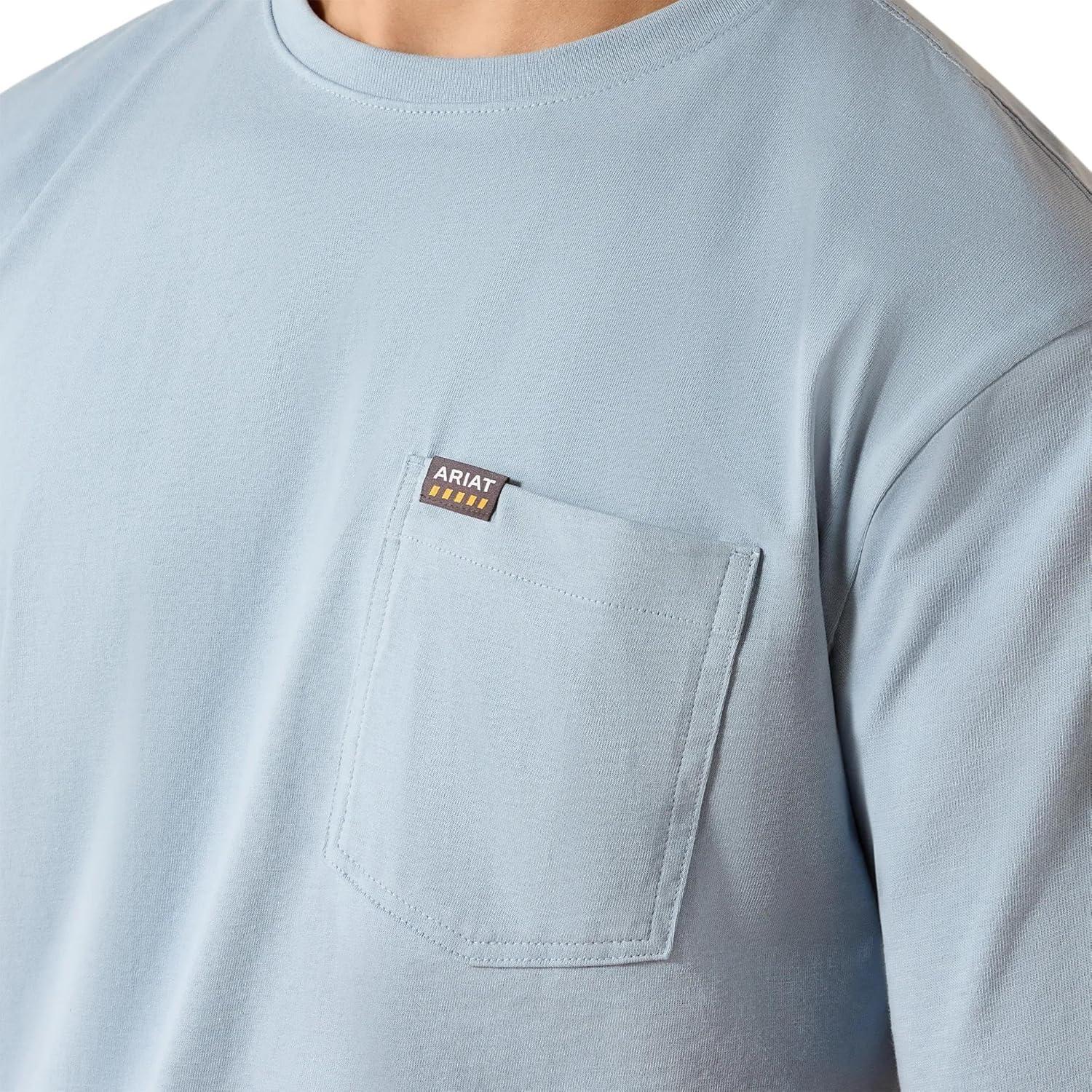 imageARIAT Mens Rebar Cotton Strong Skull TShirtDusty Blue