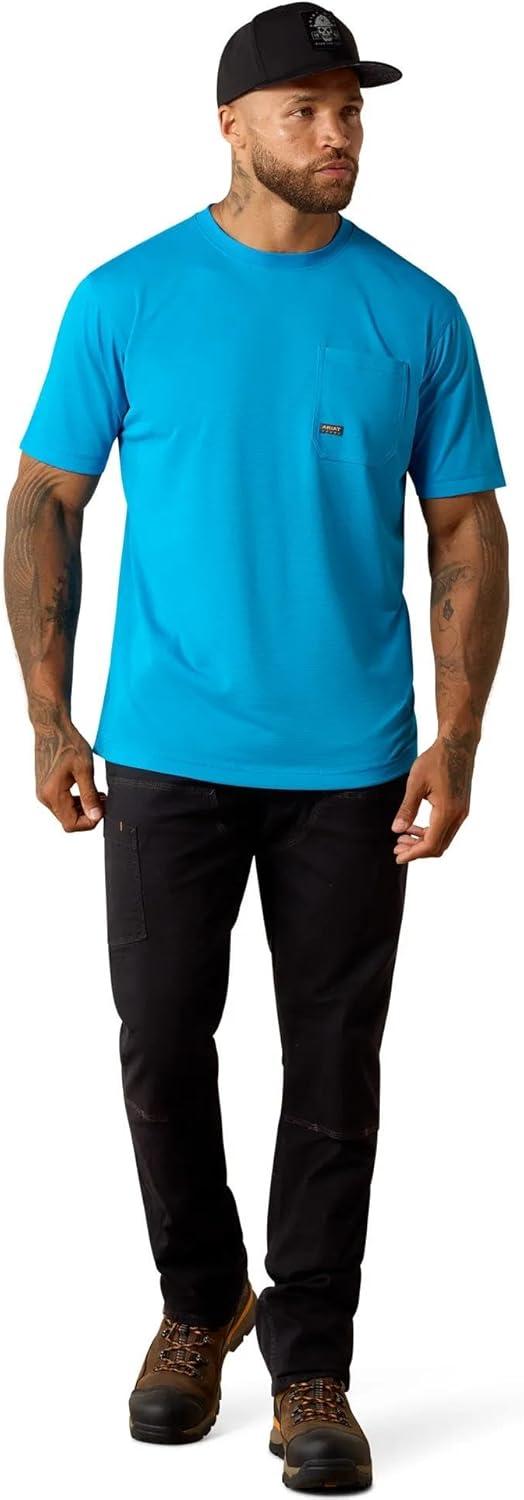 imageARIAT Mens Rebar Heat Fighter Staple TShirtMethyl Blue
