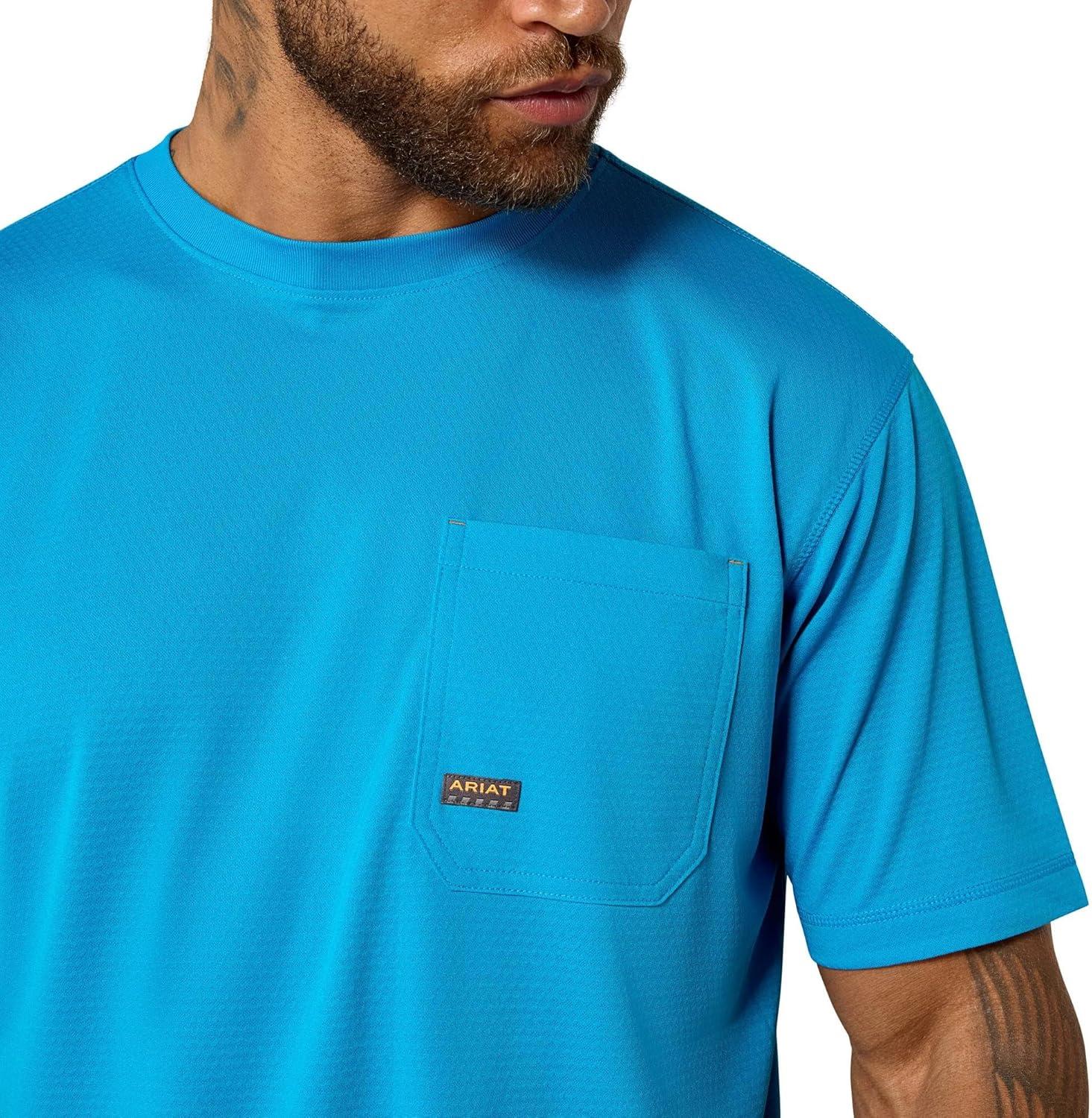 imageARIAT Mens Rebar Heat Fighter Staple TShirtMethyl Blue