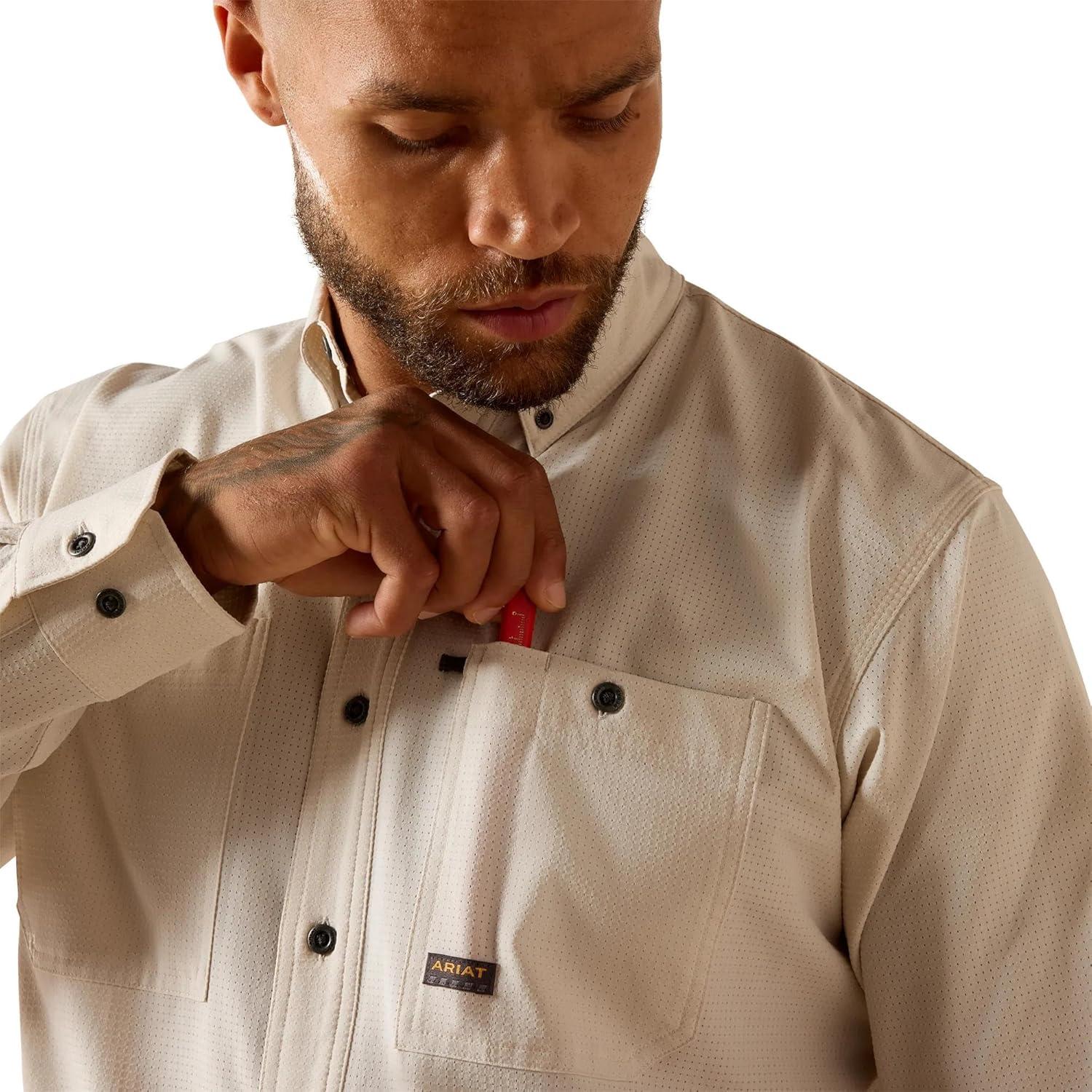 imageARIAT Mens Rebar Made Tough 360 Airflow Long Sleeve Work ShirtMoonbeam
