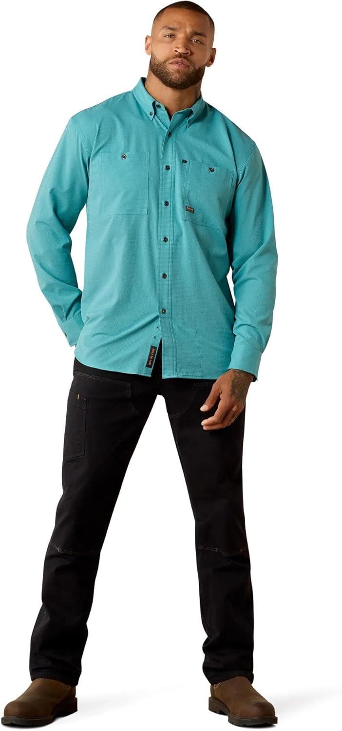 imageARIAT Mens Rebar Made Tough 360 Airflow Long Sleeve Work ShirtTeal