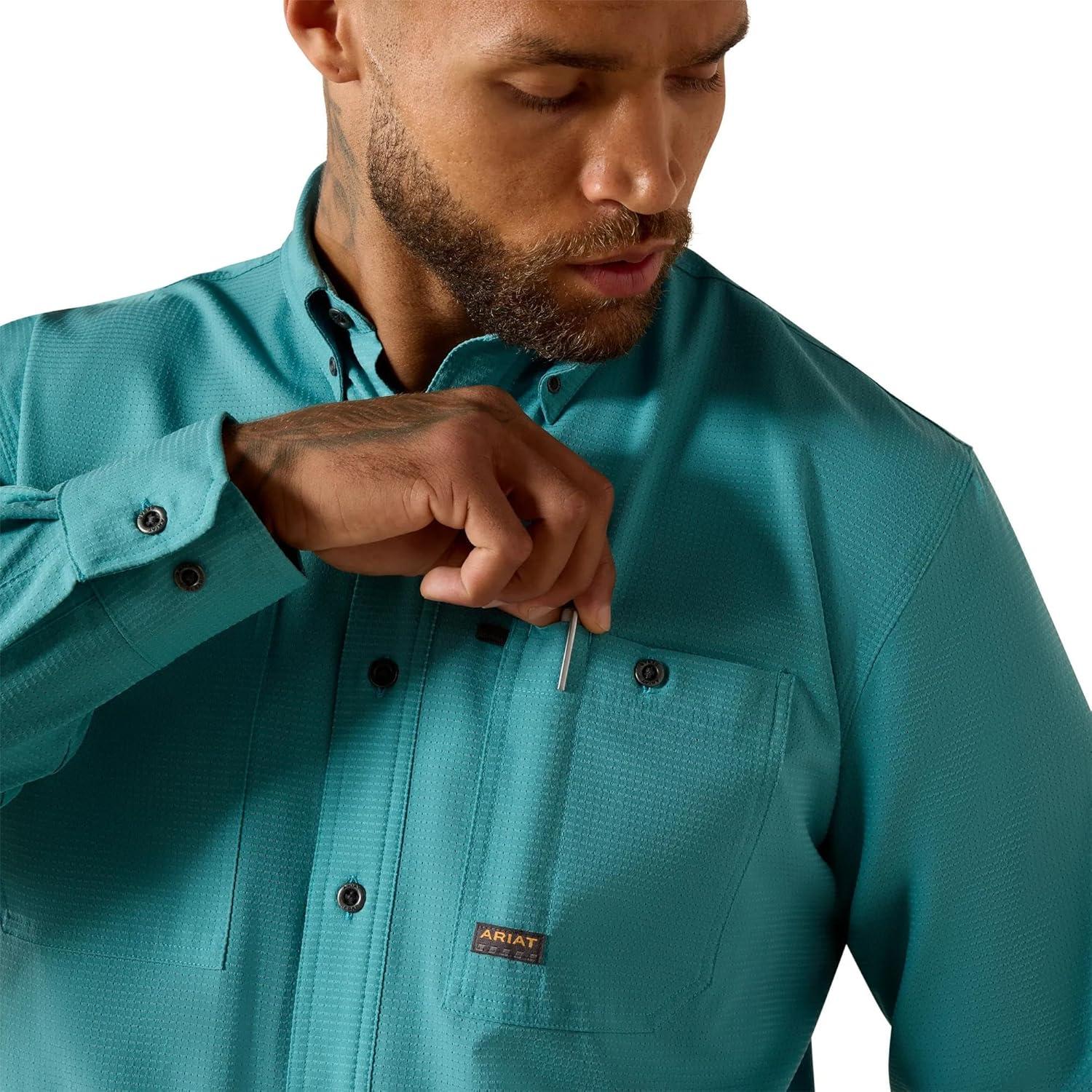 imageARIAT Mens Rebar Made Tough 360 Airflow Long Sleeve Work ShirtTeal