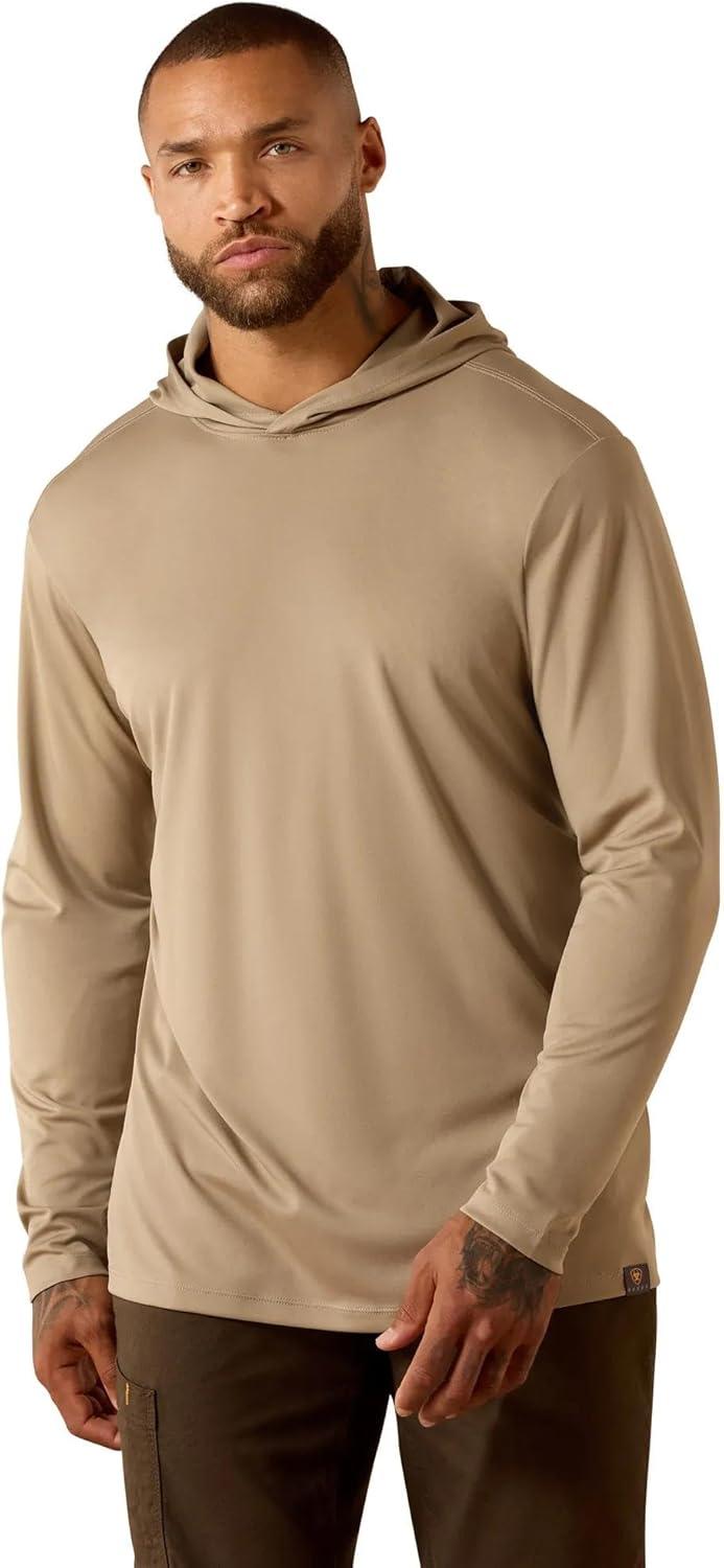 imageARIAT Mens Rebar Sunblocker Outdoor Hooded Long Sleeve TShirtGreige