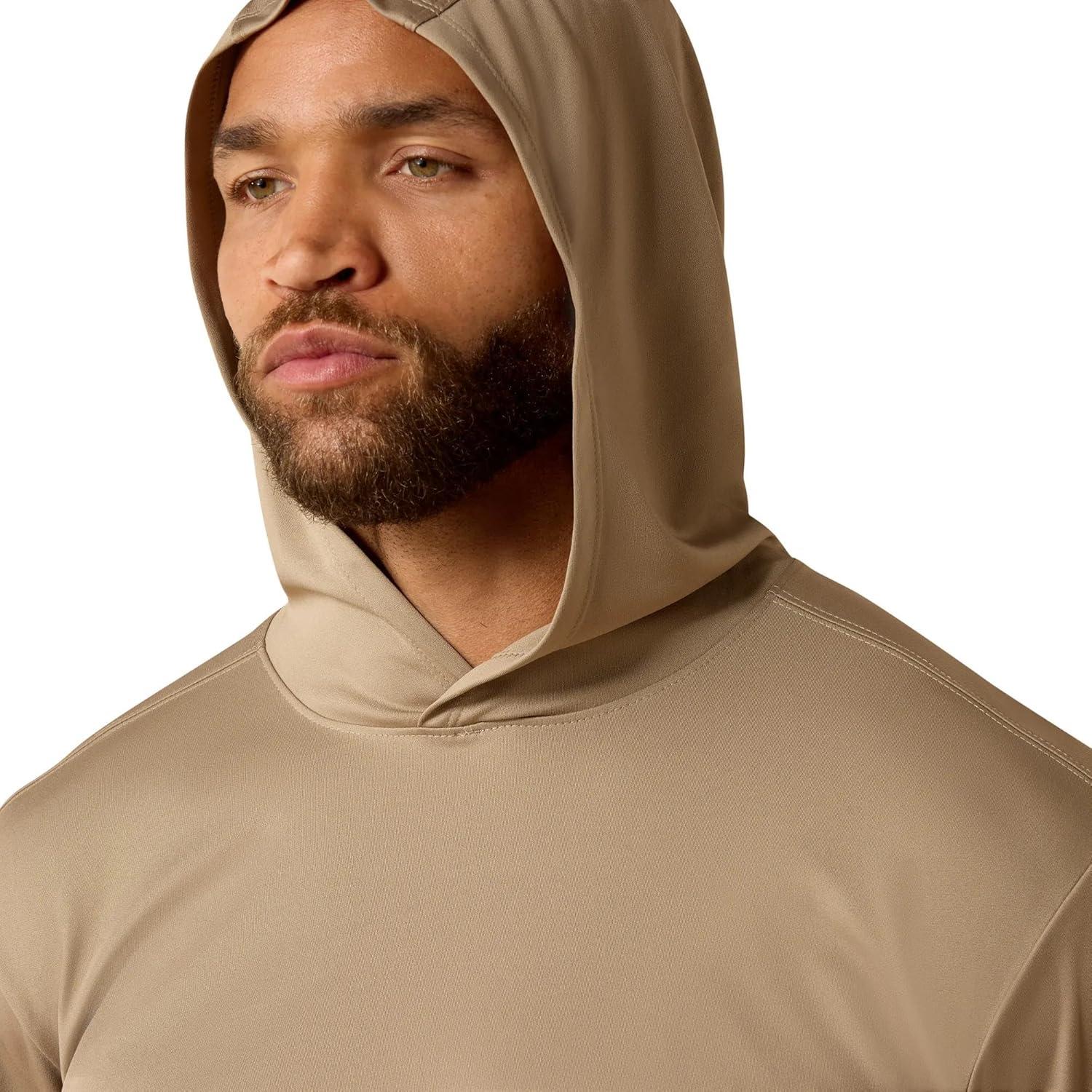 imageARIAT Mens Rebar Sunblocker Outdoor Hooded Long Sleeve TShirtGreige