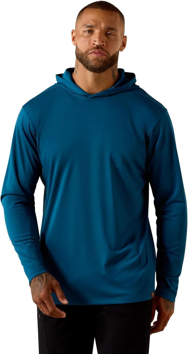 imageARIAT Mens Rebar Sunblocker Outdoor Hooded Long Sleeve TShirtLegion Blue