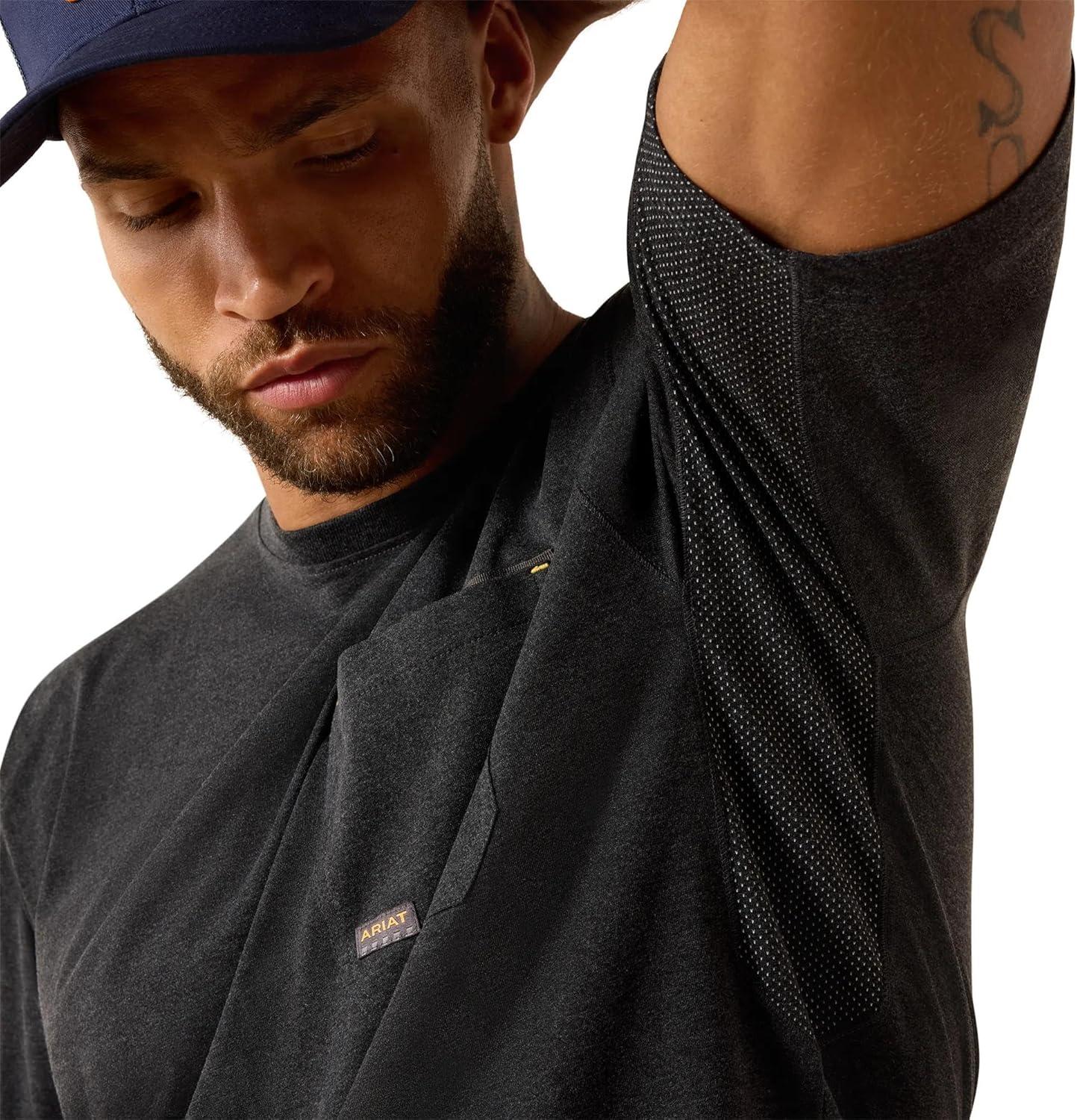 imageARIAT Mens Rebar Workman Brickyard TShirtCharcoal Heather Usa