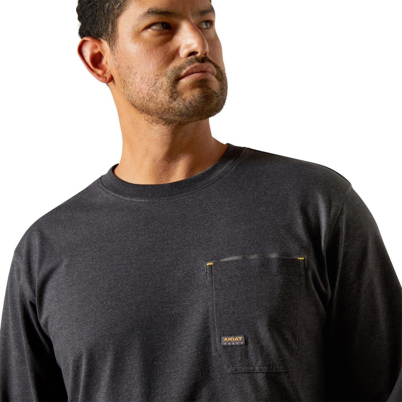 imageARIAT Mens Rebar Workman Brickyard TShirtCharcoal Heather