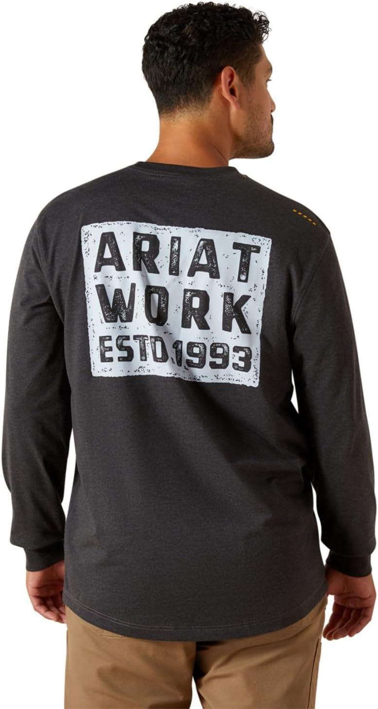 imageARIAT Mens Rebar Workman Brickyard TShirtCharcoal Heather
