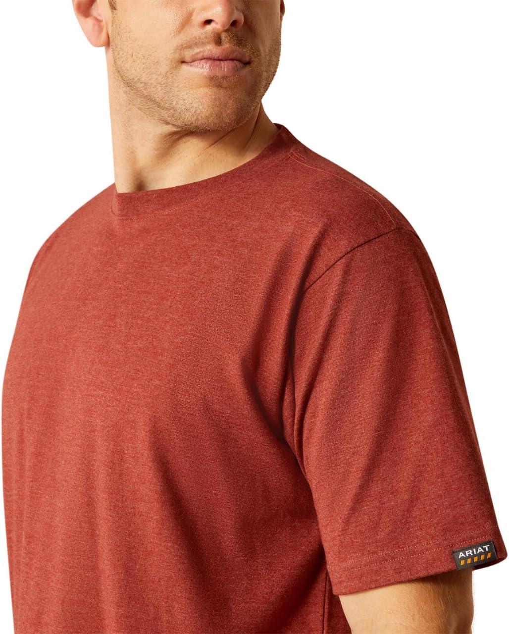 imageAriat Mens Rebar Cotton Strong Standard TShirtFirebrick Red Heather