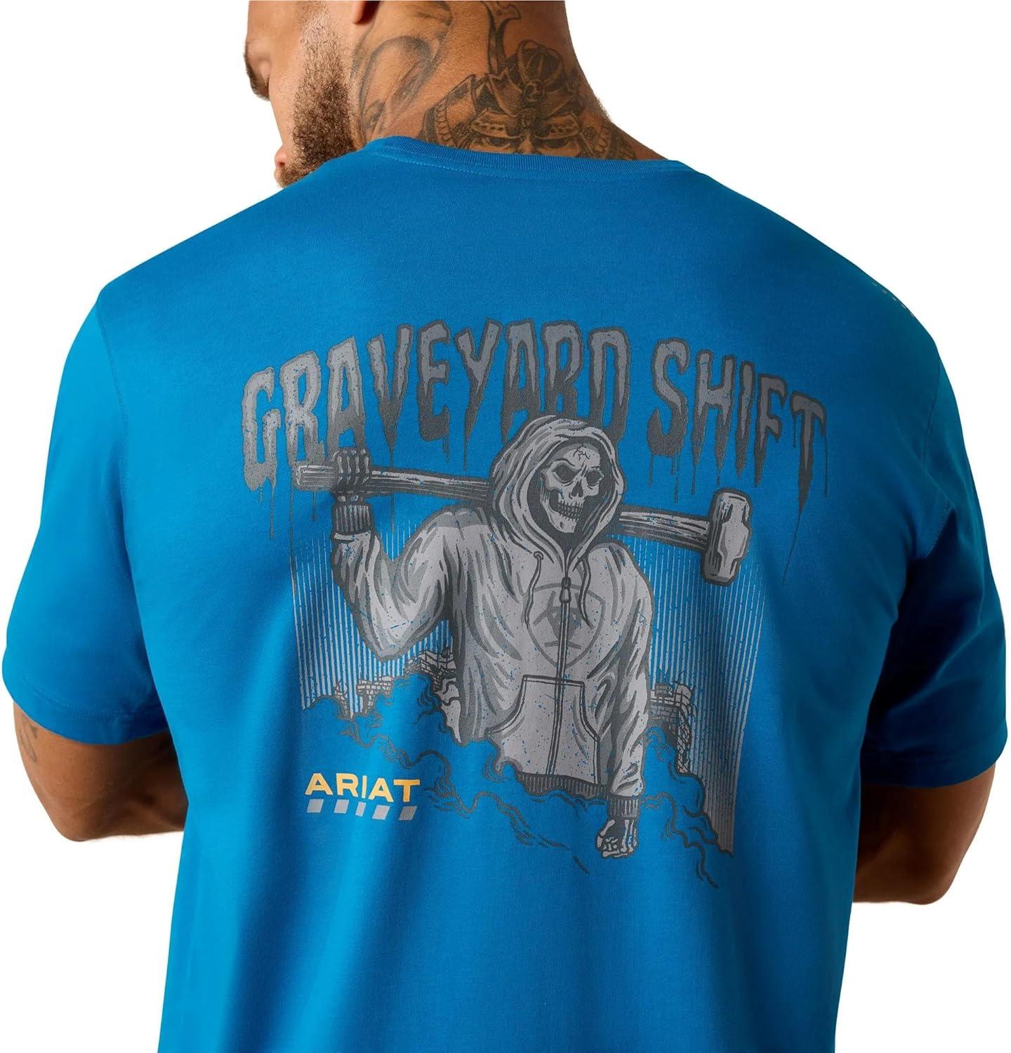 imageAriat Mens Rebar Workman Graveyard TShirtMykonos Blue