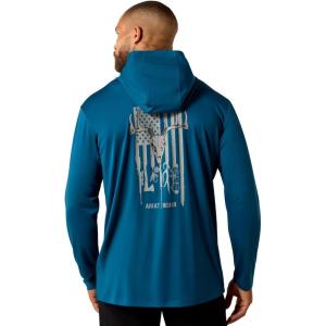 ARIAT Men’s Rebar Sunblocker Outdoor Hooded Long Sleeve T-Shirt(Legion Blue)