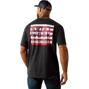 ARIAT Men’s Rebar Workman Brickyard T-Shirt(Charcoal Heather & Usa)