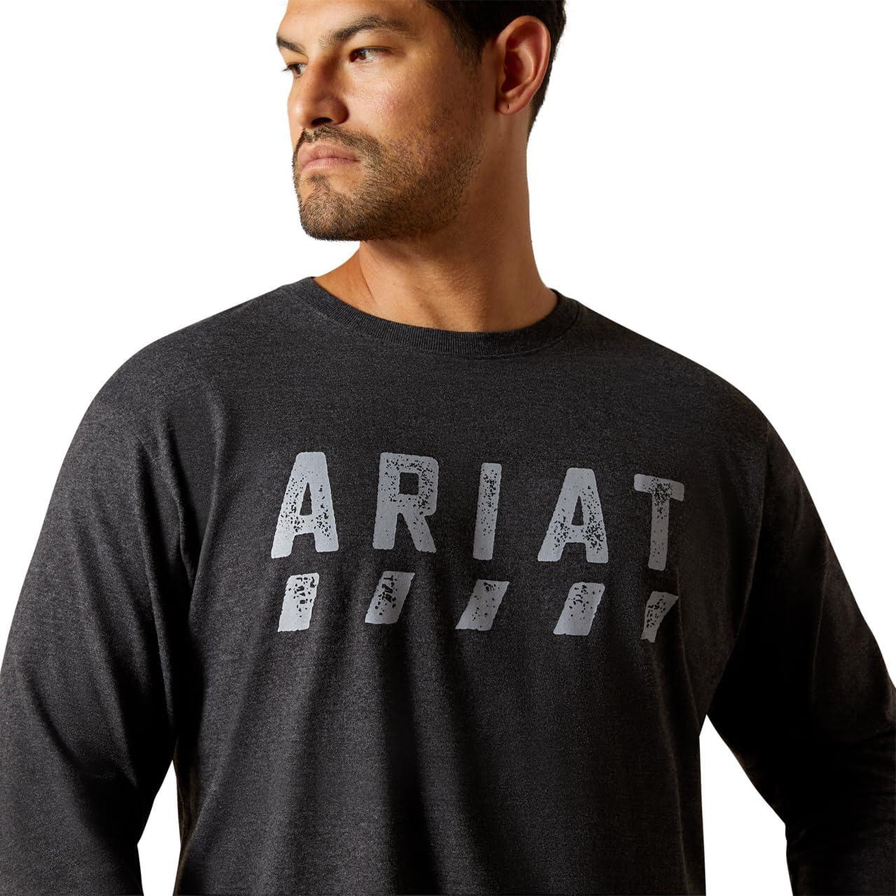 imageARIAT Mens Rebar Cotton Strong Logo Short Sleeve TShirtCharcoal Heather