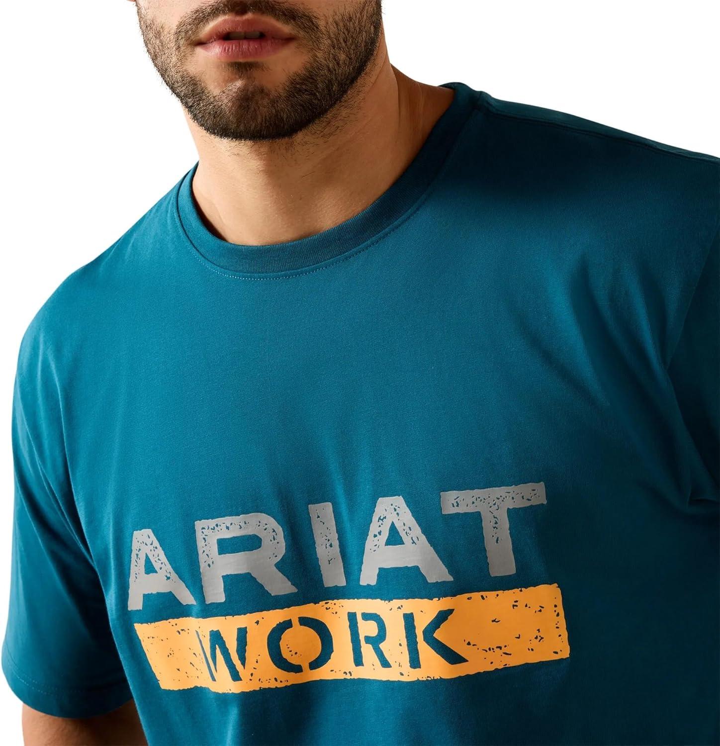 imageARIAT Mens Rebar Cotton Strong Logo Short Sleeve TShirtLegion Blue