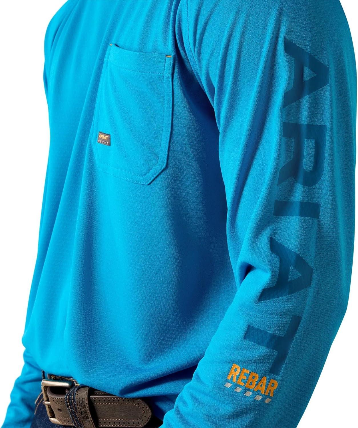 imageARIAT Mens Rebar Heat Fighter TShirtMethyl Blue