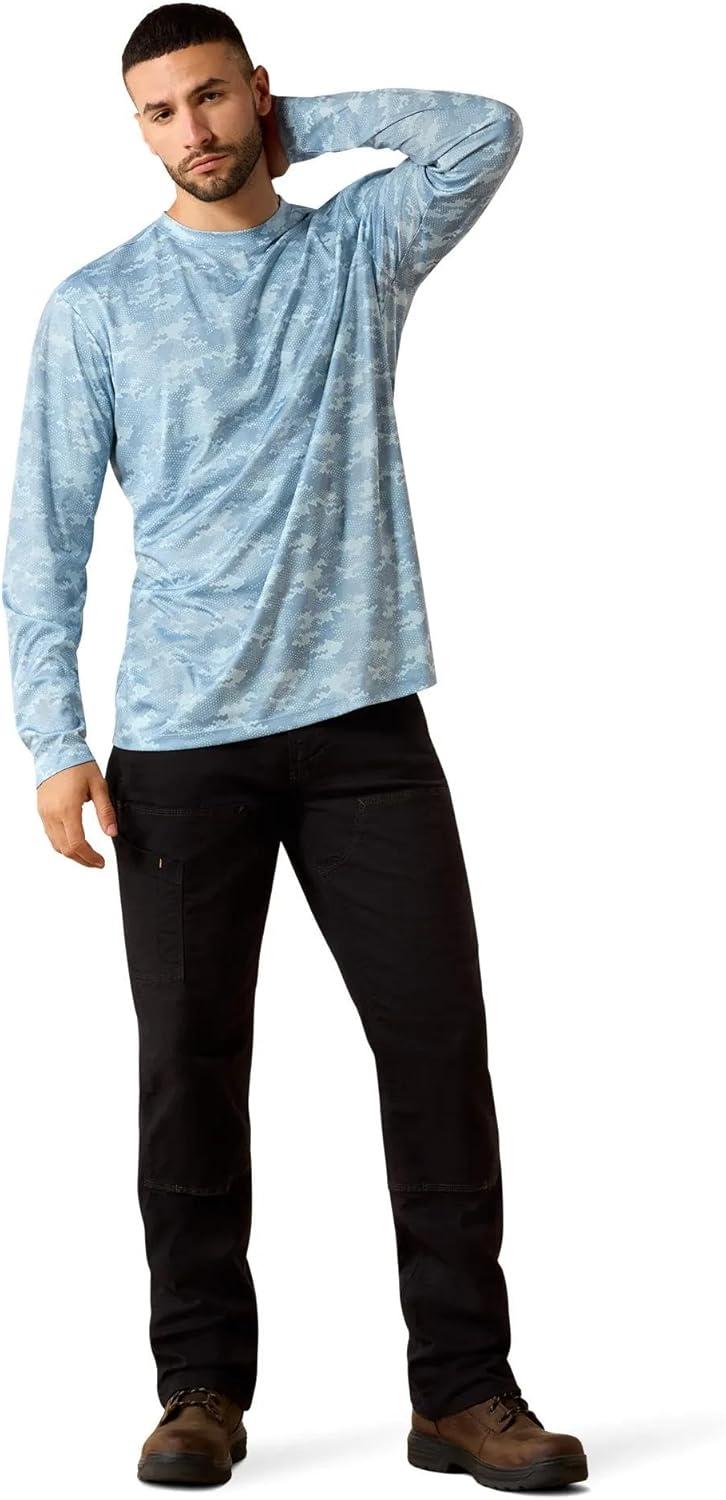 imageARIAT Mens Rebar Sunblocker Printed Long Sleeve TShirtDusty Blue