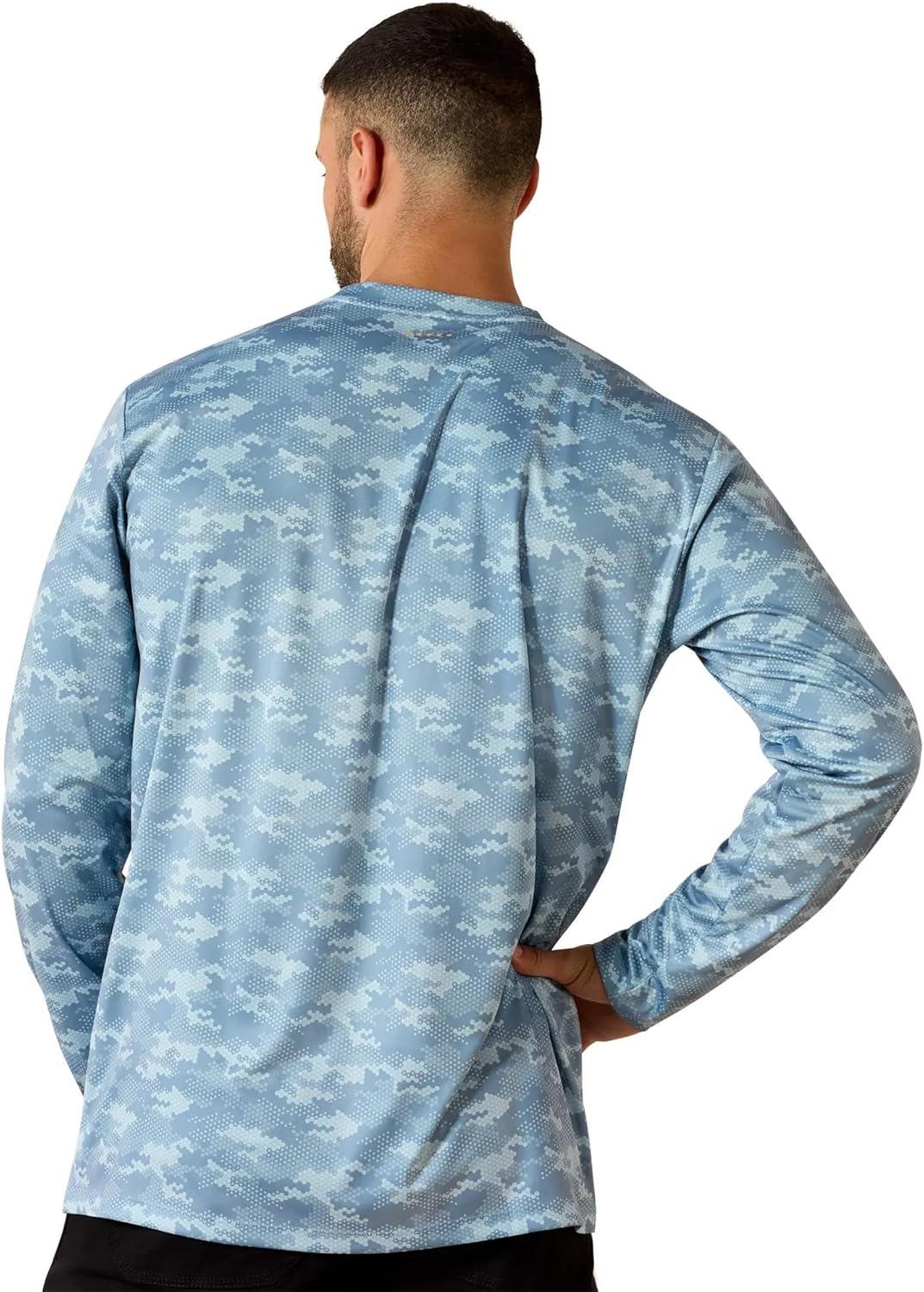 imageARIAT Mens Rebar Sunblocker Printed Long Sleeve TShirtDusty Blue