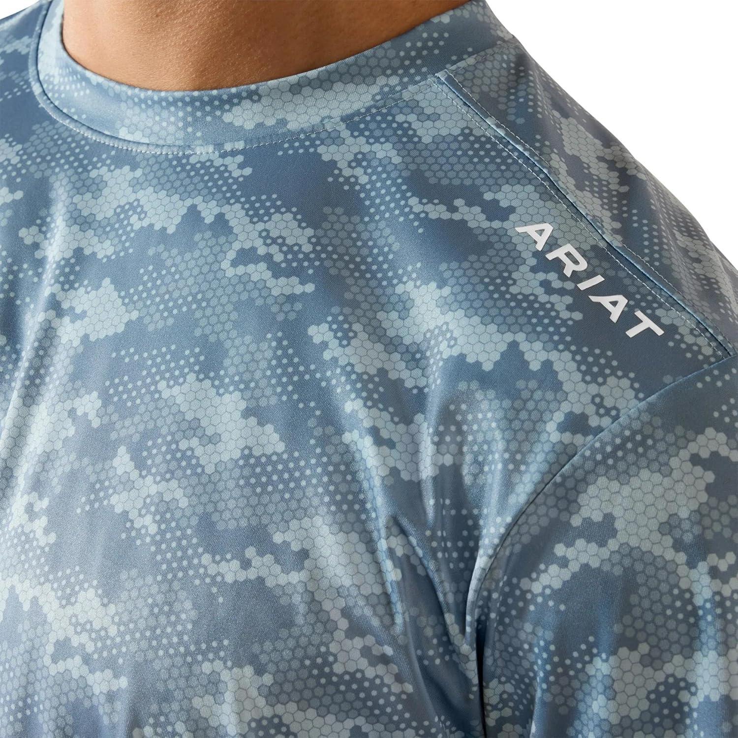 imageARIAT Mens Rebar Sunblocker Printed Long Sleeve TShirtDusty Blue
