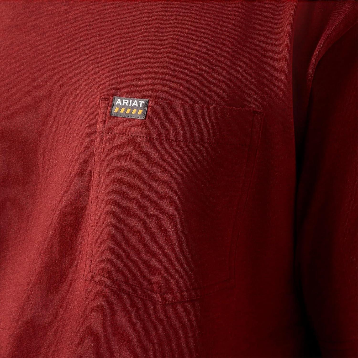imageAriat Mens Rebar Cotton Strong Standard Pocket TShirtBrandy Snifter Heather