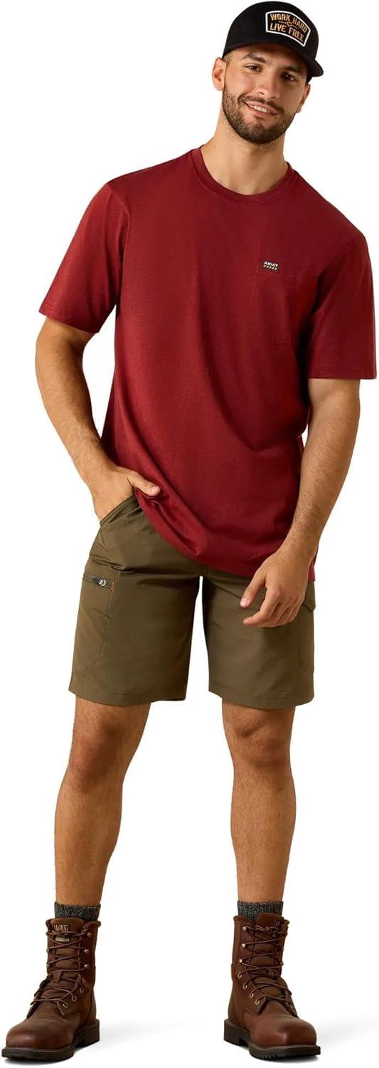 imageAriat Mens Rebar Cotton Strong Standard Pocket TShirtBrandy Snifter Heather