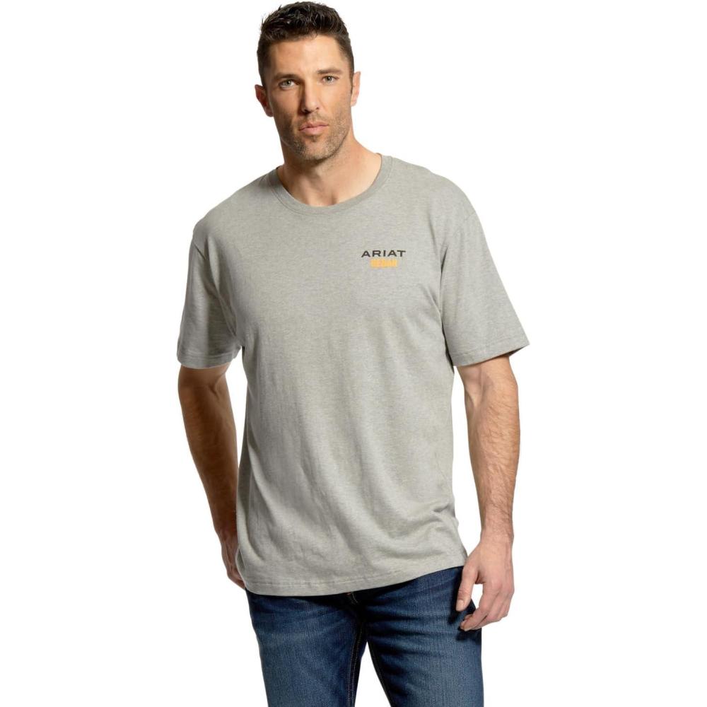 imageARIAT Mens Rebar Cotton Strong Logo Short Sleeve TShirtHeather Grey