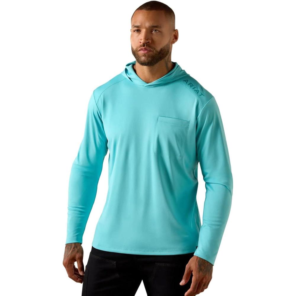 imageARIAT Mens Rebar Sunblocker Hooded Long Sleeve TShirtAquarelle