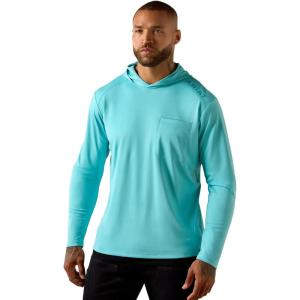 ARIAT Mens Rebar Sunblocker Hooded Long Sleeve T-Shirt(Aquarelle)