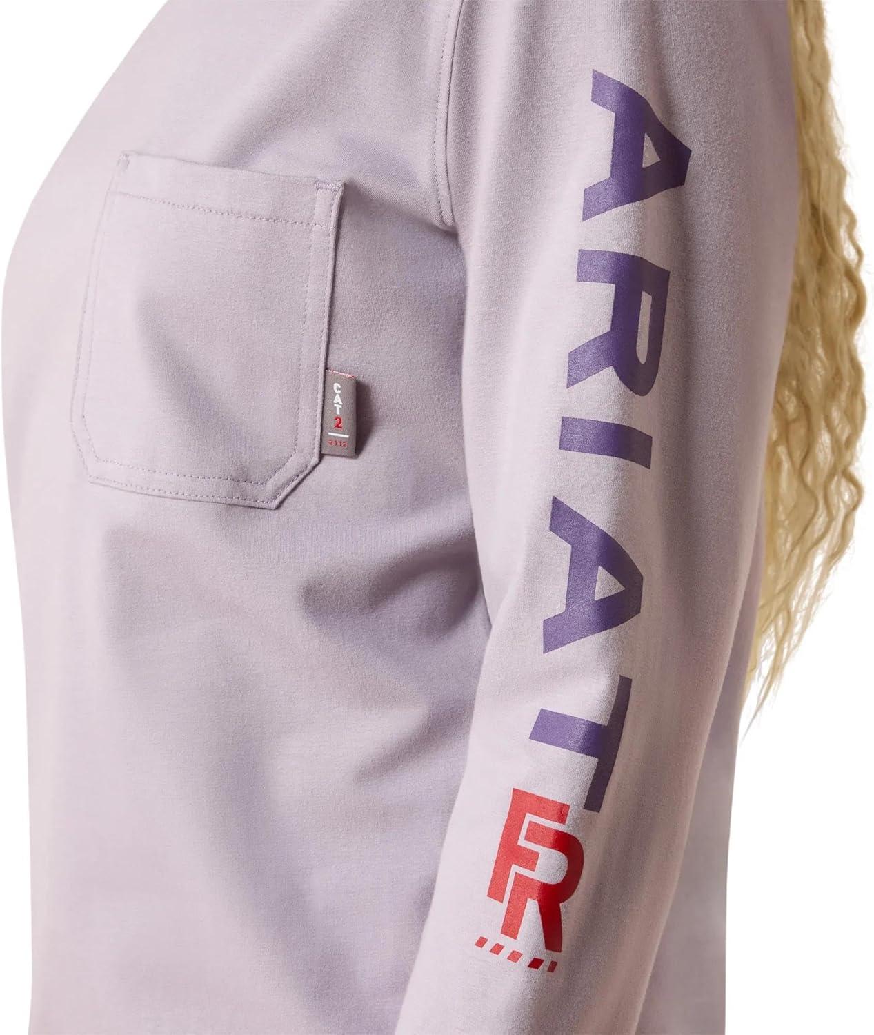 imageARIAT Womens Fr Stretch Logo Long Sleeve TShirtPurple Ash