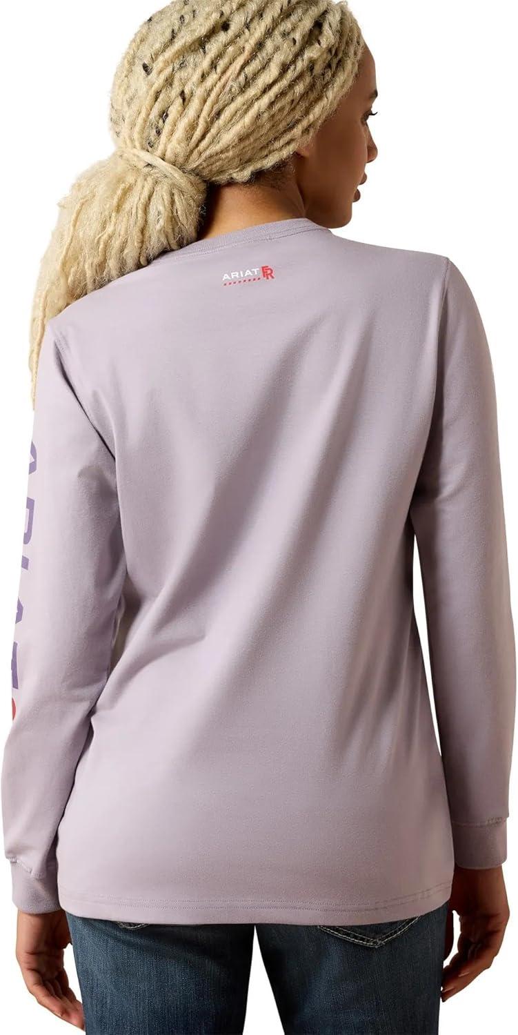 imageARIAT Womens Fr Stretch Logo Long Sleeve TShirtPurple Ash