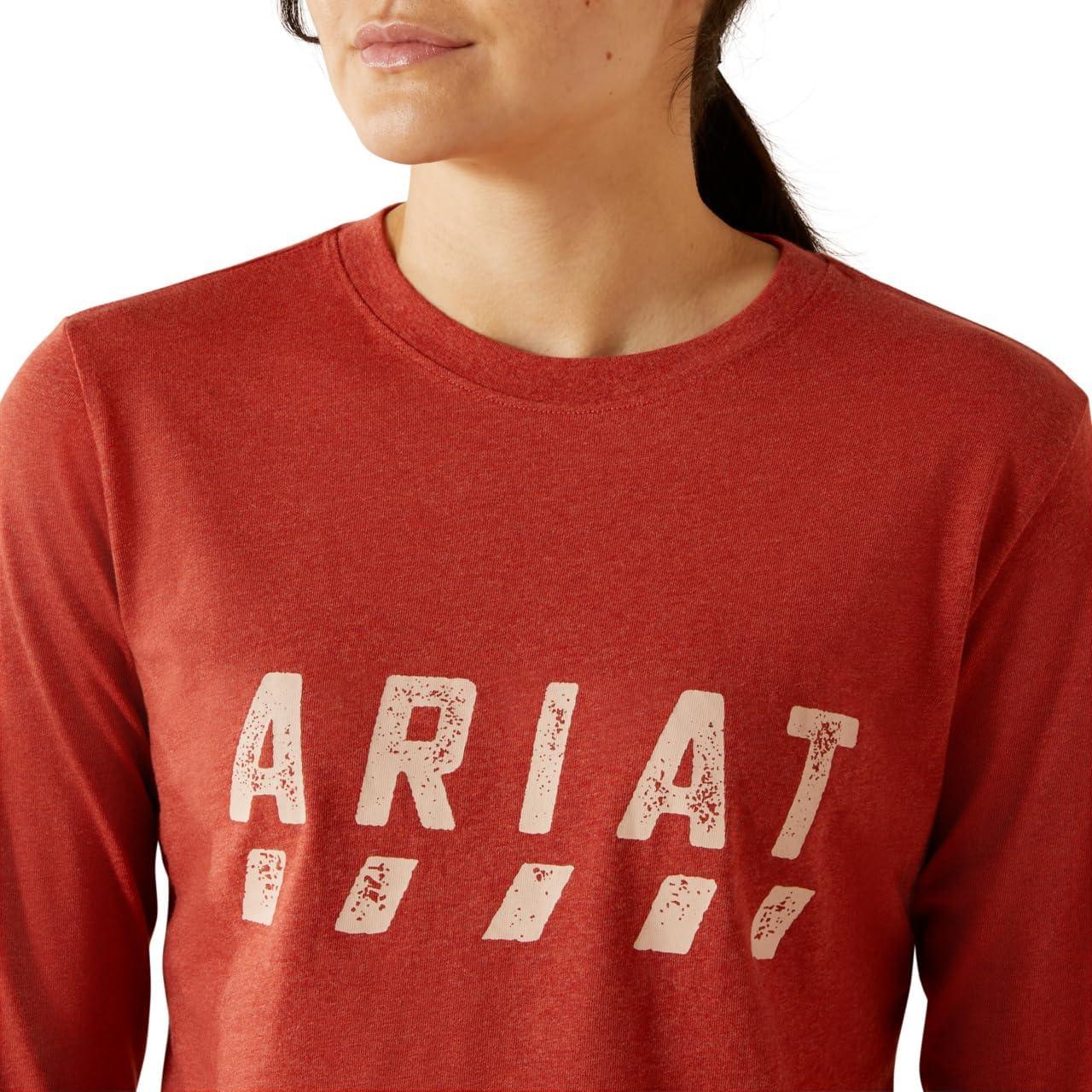 imageARIAT Womens Rebar Cotton Strong Logo TShirtBarn Red Heather